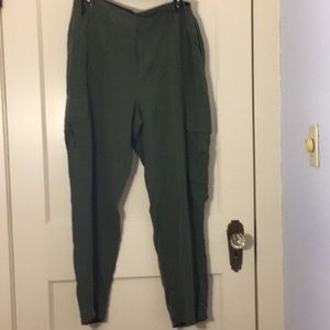 NWOT Issac Mizrahi Size 14 Olive Green Silk Pants